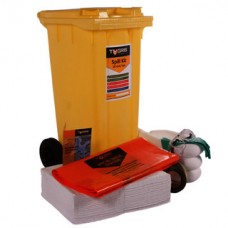 Oil Spill Bin (90litre) Medium capacity spill kit in 2-wheeled bin 